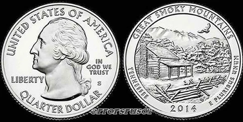 (2 Coins) 2014-S TENNESSEE GREAT SMOKY MOUNTAIN  and  2014-P UTAH ARCHES BU+ Cover