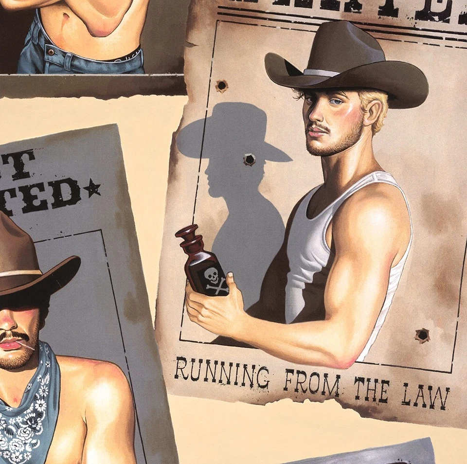 Alexander Henry Buscado Vaquero Sexy Tachuela Hombres Beige Acolchado Algodón 44" por LGBTQ Foto 1 de 1