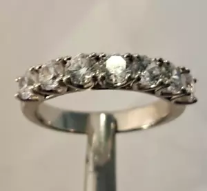 BBJ Vintage Sterling Silver Cubic Zirconia CZ Ring Band size 7.75 NICE - Picture 1 of 6