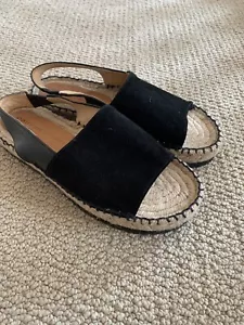 Patricia Green Women's Open Toe Slingback Espadrilles Suede Black Size 7(37) - Picture 1 of 8
