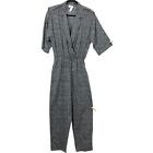 Vintage 80s 90s One Piece Jumpsuit Womens M - L Pull On Low Cut V-neck Polka Dot