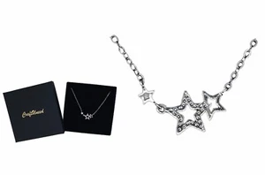 Collar colgante joyería caja de regalo con estrellas de plata esterlina 925 artesanal para mujer - Imagen 1 de 6