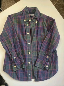 Chaps Toddler/Boys Button Down Shirt Green/Blue/Red Long Sleeve Plaid/Size 4T - Picture 1 of 6