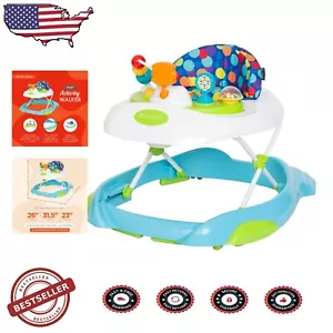 High-Back Comfortable Baby Walker with Multi-Functional Toy Tray - Aqua Color - Picture 1 of 9