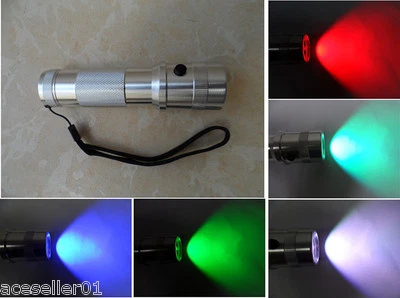 3W LED RGB Colour Changing Torch Flashlight 10 colours New battery powered torch - Image 1 of 4