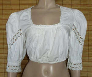 WEISSE DIRNDLBLUSE - SPITZE - COTTON - VINTAGE - ROSE-BLUSEN - GR. 44 - Bild 1 von 2