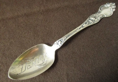 Antique Silver Souvenir Spoon DENVER COLORADO Wallace Sterling Cover