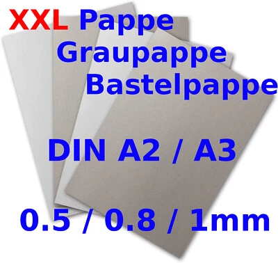 Pappe Graupappe Bastelpappe XXL DIN A2 A3 Buchbinderpappe Graukarton 0,5-1mm - Bild 1 von 4