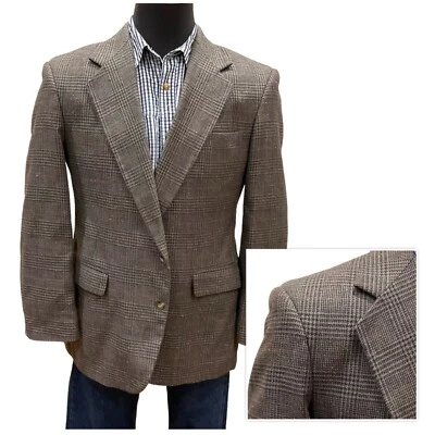 Chaqueta Blazer Abrigo Deportivo 44R Haggar Negro Marrón Verde Glen Check Tweed Sarga Woo Foto 1 de 4