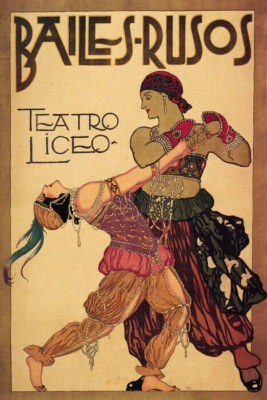 BAILES RUSOS TEATRO LICEO SPAIN RUSSIAN DANCE VINTAGE POSTER REPRODUCTION - Image 1 of 3