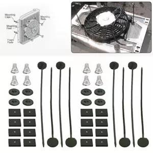 Electric Radiator Oil Cooler Fan Tie Strap Mount Kit Zip Clips Pads Rods Springs - Picture 1 of 10