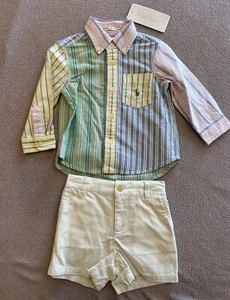 NUEVO CON ETIQUETAS Niños Ralph Lauren Flex Divertido Abrasión Set Camisa Cortos Talla 9 Meses - Imagen 1 de 3