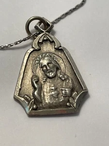 Vintage 18" Sterling Silver Necklace Religious Pendant Mary Baby Jesus Christ - Picture 1 of 3
