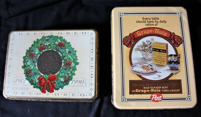 vintage repro Post Grape Nuts and Oreo tins - Image 1 of 4