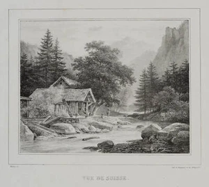 Vue de Suisse, Ansicht der Schweiz, um 1880, Lithographie Unbekannt (19.Jhd) - Bild 1 von 4