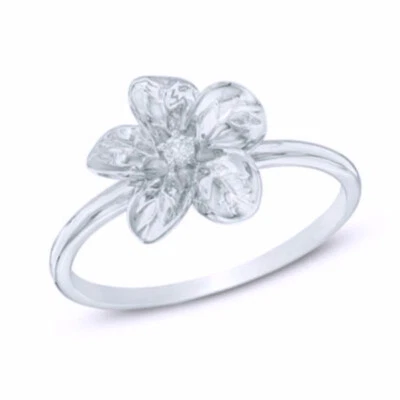 Natural Diamond Accent Flower Ring in Sterling Silver - Image 1 of 4