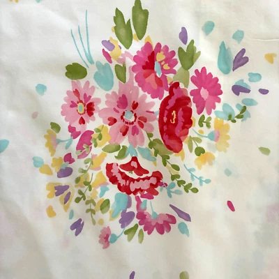 Pottery Barn kids flowers bed pillow sham cotton pink blue yellow green floral C - Image 1 of 4