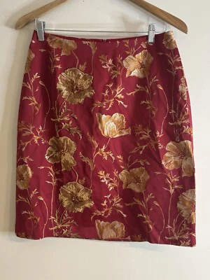 David Meister embroidered Pencil Skirt Brocade size 8 Dark red and gold - Image 1 of 4
