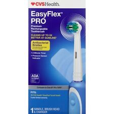 NEW CVS HEALTH EASYFLEX PRO RECHARGEABLE TOOTHBRUSH W/BRUSH HEAD & CHARGING DOCK
