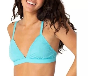 Juniors Fashion Ruffle Triangle Bralette Size Large BRAND NEW Teal Blue - Picture 1 of 3