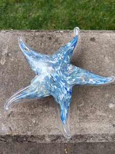 Starfish Sliver Gold Glitter And Blue Paperweight Art Glass 6.5 Inches X 6 Inch - Picture 1 of 24