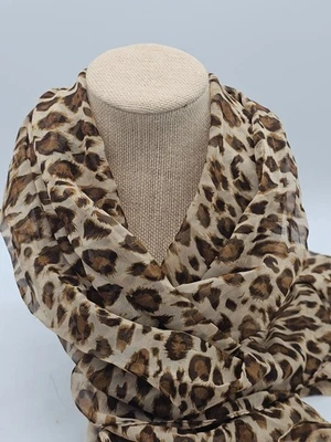Bufanda decorativa de gasa con patrón de leopardo IYQ 75 pulgadas envolvente larga nueva con etiquetas Foto 1 de 4