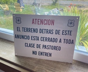 Letrero de metal USFS Atención EL TERRENO No Pastorear Beyond Trail Head - Imagen 1 de 6