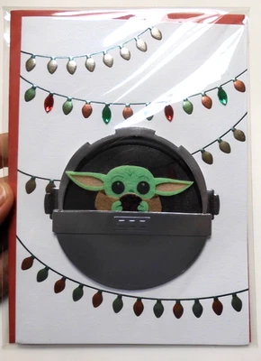 1 Papyrus Card Nice Christmas Yoda Mandalorian Star Wars Disney - Image 1 of 4
