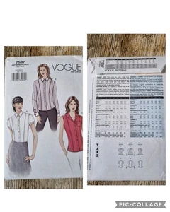 Vogue Sewing Pattern 7587 Misses Blouse Shirt Top US 14 16 18 Bee NEW - Picture 1 of 3