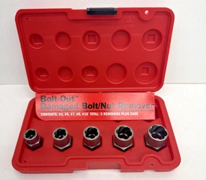 Craftsman 5 Pc #3 #5 #7 #9 #10 EXT Bolt Nut Remover Nut Extractor Socket W/ Case - Foto 1 di 3