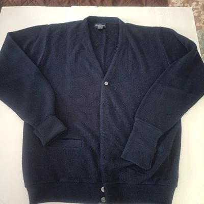 Vintage Par Four Golf Sweater Cardigan Mens Med Bottom Down Pockets Navy Blue - Image 1 of 4