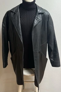 Chaqueta gabardina de cuero de gran tamaño BB DAKOTA negra talla S - Imagen 1 de 12