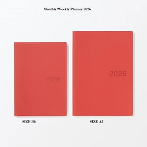 Neu Muji Monats-/Wochenplaner 2026 ab Dezember 2025 mit 2 Größen rot - Bild 1 von 11