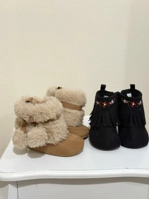 Baby Girls First Steps Cozy Boots Crib Shoes - Tan/ Brown Sz 6/9 9/12 Months NWT - Image 1 of 4