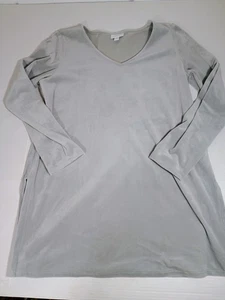 Pure J Jill size small Gray Velvet Velour V-Neck Side Slit Tunic Top - Picture 1 of 8