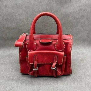 Chloe Edith rot Leder Satchel Handtasche Y2K Vintage Designer Handtasche authentisch - Bild 1 von 12