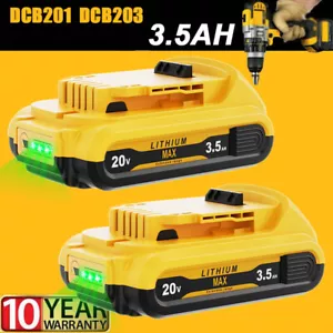 2Pack For DEWALT DCB201 20V 20 Volt Max 3.5Ah Lithium-Ion Battery DCB206 DCB203 - Picture 1 of 13