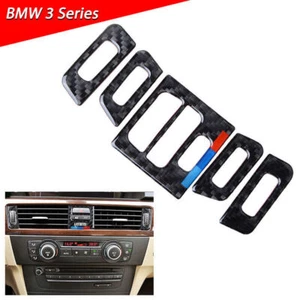 Real Carbon Fiber Air Vent Outlet Cover Trim Fits BMW 3 Series E90 E92 E93 New - Picture 1 of 7