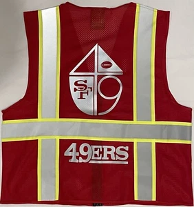 49ERS RED OLD SCHOOL LOGO REFLECTIVE SAFETY VEST W/SILVER REFLECTIVE LOGO - Picture 1 of 2