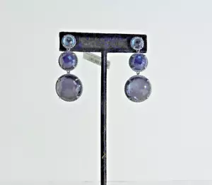 David Yurman dreifach Tropfen Chatelaine Blautopas Amethyst Hemetit Ohrringe Neu mit Etikett - Bild 1 von 9