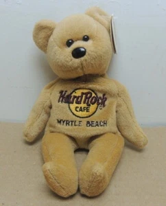 NWT Hard Rock Cafe Myrtle Beach Isaac Beara Bear Plush Stuffed Beanie Bear VTG - Picture 1 of 3