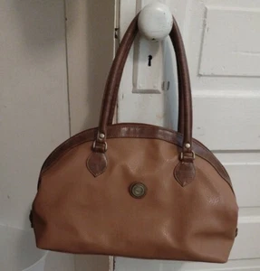 Vintage 90er Capezio Halbmond Handtasche Umhängetasche doppelter Griff braun hellbraun zweifarbig - Bild 1 von 14