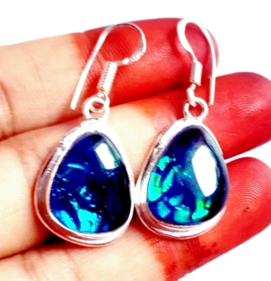 Australian Triplets Opal Gemstone 925 Sterling Silver Handmade Jewelry Earrings - Image 1 of 4