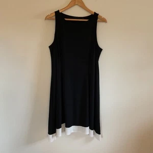Lauren Ralph Lauren schwarz ärmellos A-Linie Swing Kleid Gr. 16 weißer Besatz Stretch - Bild 1 von 10