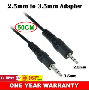 AUX 2.5mm Male to 3.5mm Male Cord Lead Headphone Adapter Socket AV Mic Connector - Picture 1 of 2