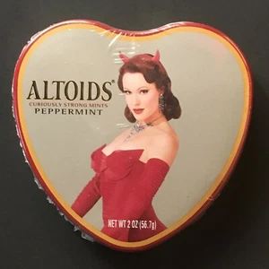 limited edition ALTOIDS heart tin - SINDY valentines PIN UP devil GIRL - OOP NEW - Picture 1 of 2