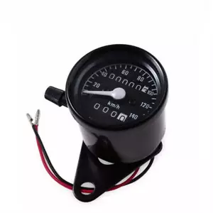 Retro Motorcycle Dual Odometer Speedometer Gauge Meter LED Backlight Black SU - Picture 1 of 5