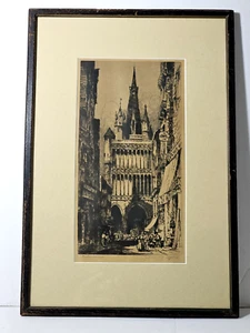 Andrew F. Affleck,( 1869-1935) Street Scene in Dijon France Hand signed Etching - Picture 1 of 7