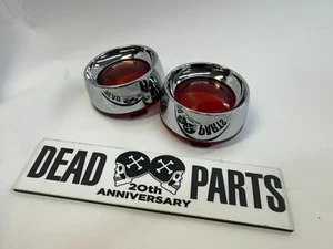 Harley chrome deep thick bullet red turn signal lens trim rings LooK - Picture 1 of 8