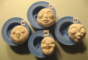 YOUR CHOICE - FG Flexible Silicone Molds of Doll Face Cabs Female Character Goth - Picture 1 of 16